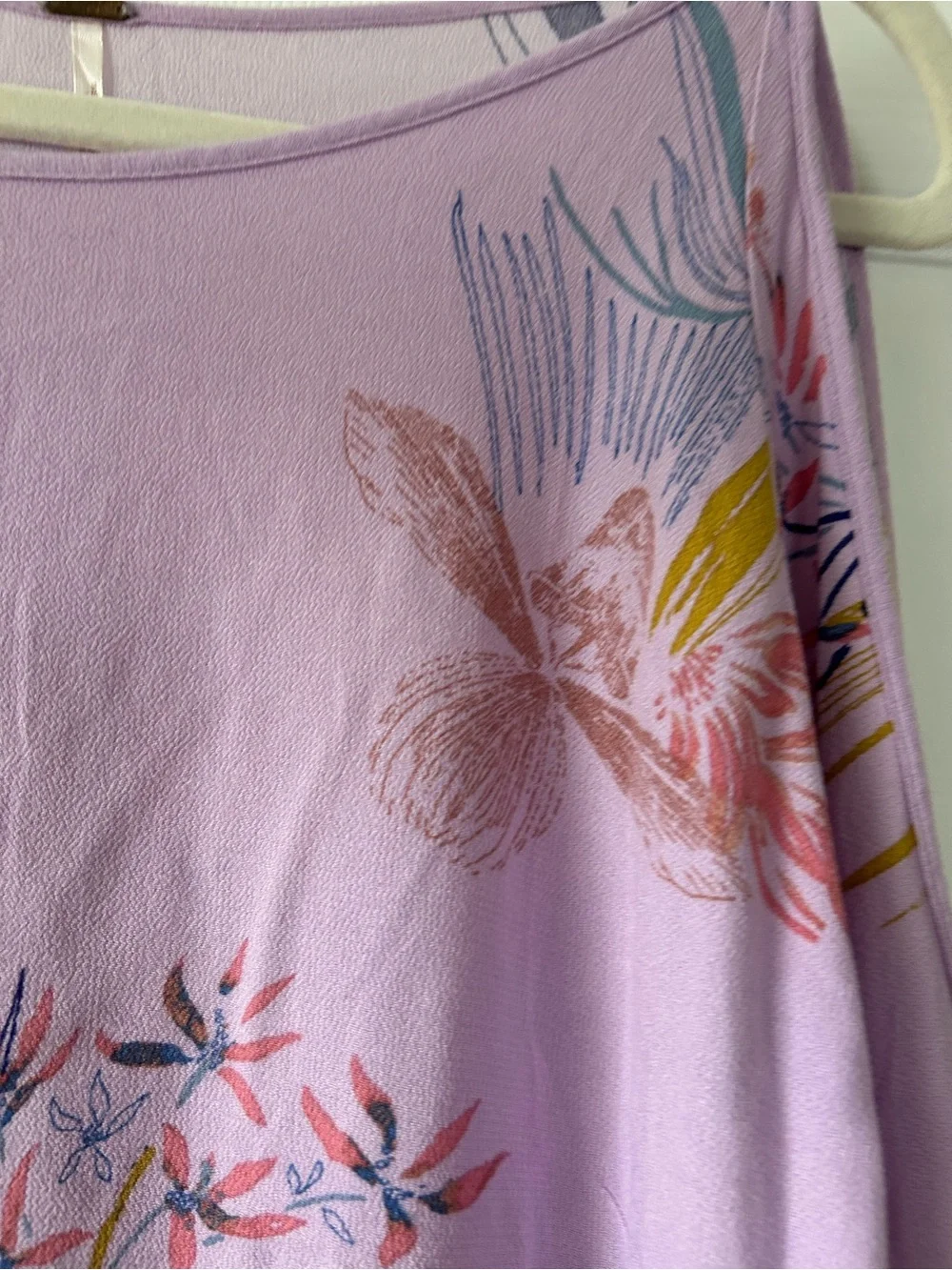 Free People Floral Print Cold Shoulder Asymmetrical Tunic Top Lilac Purple Small